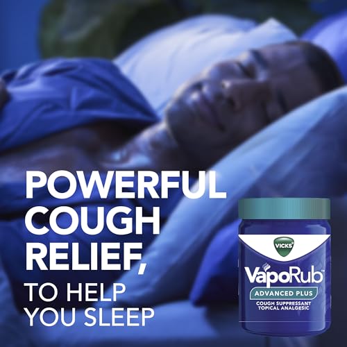 Vicks VapoRub Advanced Plus, Powerful Cough Suppressant, Topical Chest Rub & Analgesic Ointment, Medicated Vicks Vapors, Fast Cough Relief, 2.82oz x 2