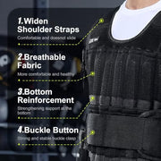 Weighted Vest Men 20lb/30lb/40lb/50lb/60lb Adjustable Weight Vest with Steel Plates Weights for Walking Strength Training Running Workout