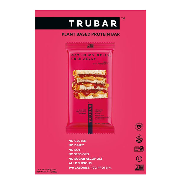 TRUBAR Vegan Protein Bar, Cocoa For Coconuts, Gluten Free, Plant Based Protein, Dairy Free, Non GMO, Soy Free, No Sugar Alcohols, 12G Protein, 12G Fiber, 23G Carb, On the Go Snack Bars, 12ct
