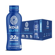 Koia Elite Plant Based Protein Shake, Vanilla, 32g Protein, 4g Sugar, 6g Prebiotic Fiber, Pre & Post Workout Nutritional Drink, No Seed Oils, Dairy-Free, Gluten-Free, Non-GMO, 12 Fl Oz (Pack of 12)