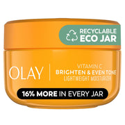 Olay Vitamin C Face Moisturizer, Bright & Even Lightweight Cream for Women - Brightens, Hyrdates, Evens Tone & Texture, Glowing Skin Care - Recyclable Sustainable Eco Jar, Non-Greasy, 2 Oz