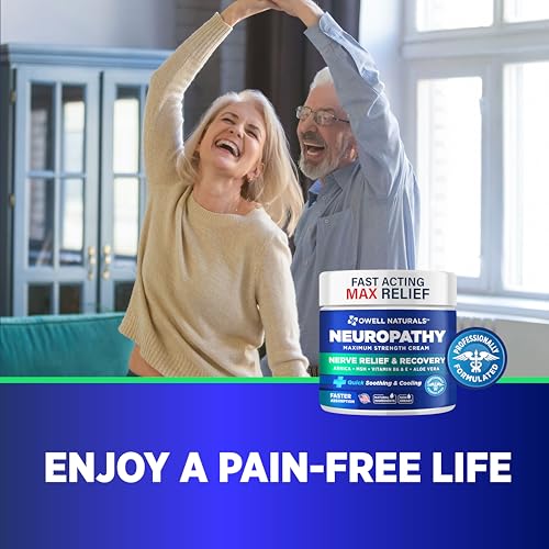 OWELL NATURALS Neuropathy Cream Extra Strength Nerve Relief Cream for Foot, Hands, Legs, Toes with Arnica, Vitamin B6, Aloe Vera, MSM - Made in USA