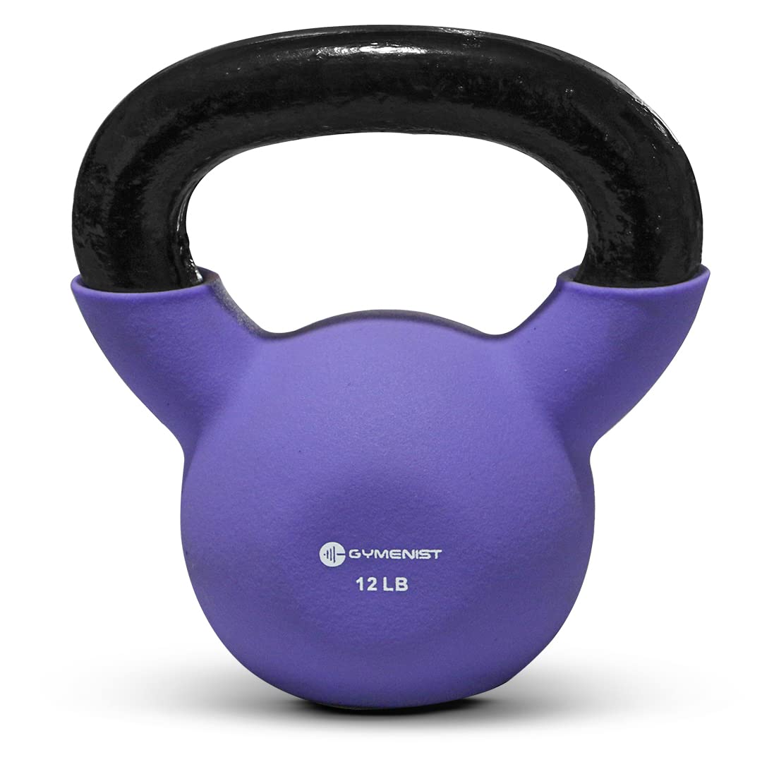 GYMENIST Kettlebell Fitness Iron Weights with Neoprene Coating Around The Bottom Half of The Metal Kettle Bell