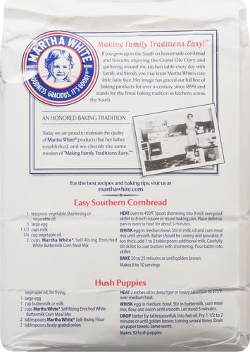 Martha White Buttermilk White Corn Meal Mix, 5 Lb