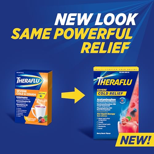 Theraflu Powder for Daytime Severe Cold and Cough, Berry Infused with Menthol (6 packets)