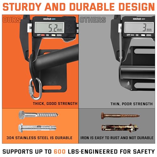 Pull Up Bar Wall Mounted-Heavy Duty Joist Mounted Pull Up Bar-Premium Strength Training Pull-Up Bars-Fast and Easy Installation for Home and Garage Use,Supports up to 600 Lbs