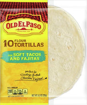 Old El Paso Flour Tortillas for Soft Tacos and Fajitas, Meal Prep, 10 Ct, 8.2 oz