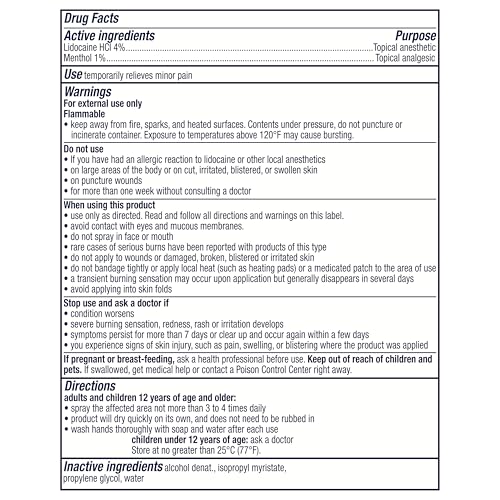 Nervive Nerve Care, Pain Relieving Large Spray, Max Strength No-Mess Topical Pain Reliever with Lidocaine and Menthol for Toes, Feet, Fingers, Hands, Legs & Arms, 4.5oz