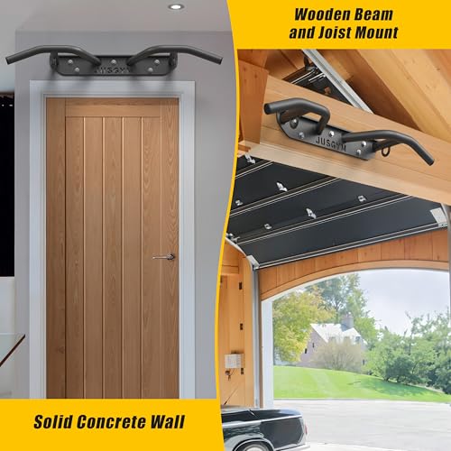 Wall Mounted Pull Up Bar - Heavy Duty Chin Up Bar, Pull-Up Bar Support Beam or Joist Mounted, Multifunctional Fitness Bar, 600LBs Capacity