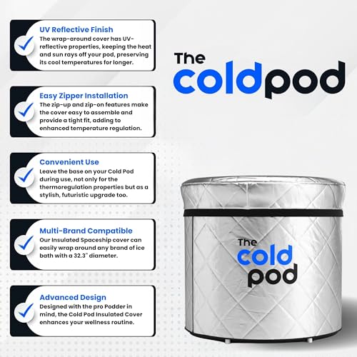 The Cold Pod Insulated Ice Bath Cover,Fits 85Gallons Round Ice Tubs at Diameter of 29.5",Silver UV and Sunlight Reflective Cold Plunge Tub Wrap,All Weather Resistant Protective Lid