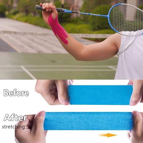 Kinesiology Tape for Wrist Precut, 12pc Waterproof & Breathable Bowling Wrist Tapes, Hypoallergenic Latex-Free Elastic Athletic Tape for Carpal Tunnel, Sports Joints Muscle Support.(Mix)