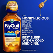 VICKS DayQuil & NyQuil SEVERE Honey Flavor Co-Pack, Cold & Flu Medicine, Relieves Headache, Fever, Sore Throat, Minor Aches & Pains, Nasal Congestion, Sinus Pressure, Stuffy Nose, and Cough, 2x12oz