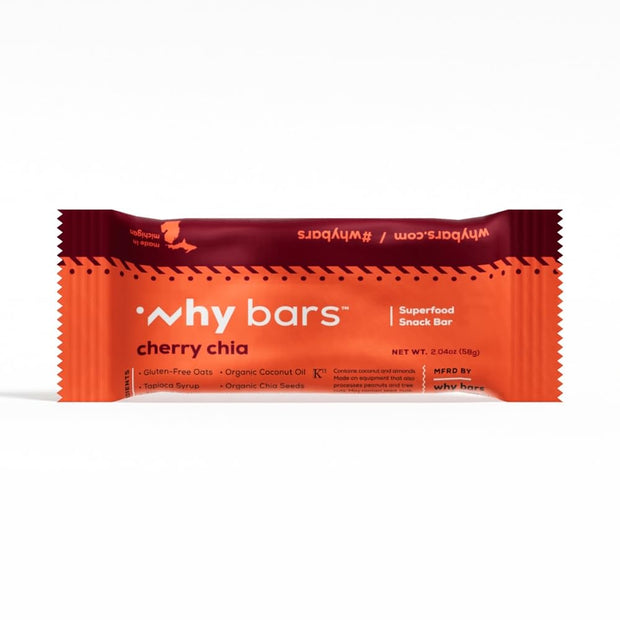 Superfood Protein Bar, Cherry Chia, 2.04 Ounce Bars (Pack of 12 Protein Bars) - Protein Bar Superfood, Gluten Free, Non GMO, Organic, Vegan, Simple Ingredients