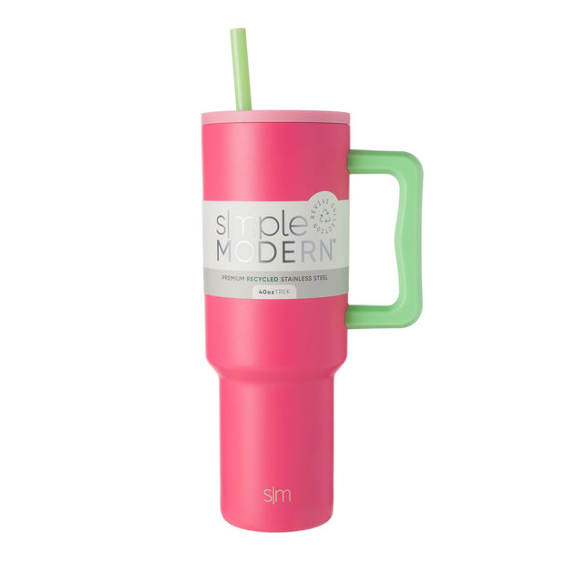 Simple Modern 40 oz Trek Tumbler with Handle and Straw Lid | Cup Holder Friendly Insulated Stainless Steel Travel Mug | Blue Dune