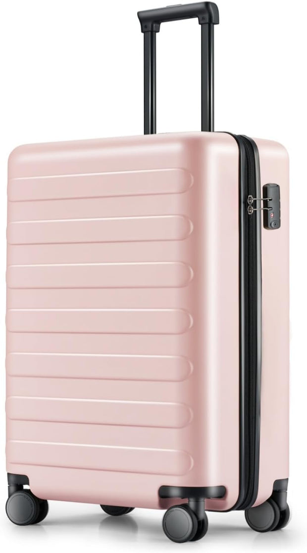 NINETYGO Carry On Luggage 22x14x9 Airline Approved, 20 Inch Luggage with Smooth Spinner Wheels, Lightweight, Hard Shell PC Suitcase Carry-On, Travel Luggage, TSA Approved (Pink, Rhine Basic)