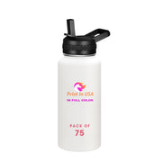 Personalized Custom Print in USA Water Bottle 32oz Stainless Steel Double Wall Coffee Cup with Lid & Straw Insulated Tumbler with Colorful Text Logo Photo