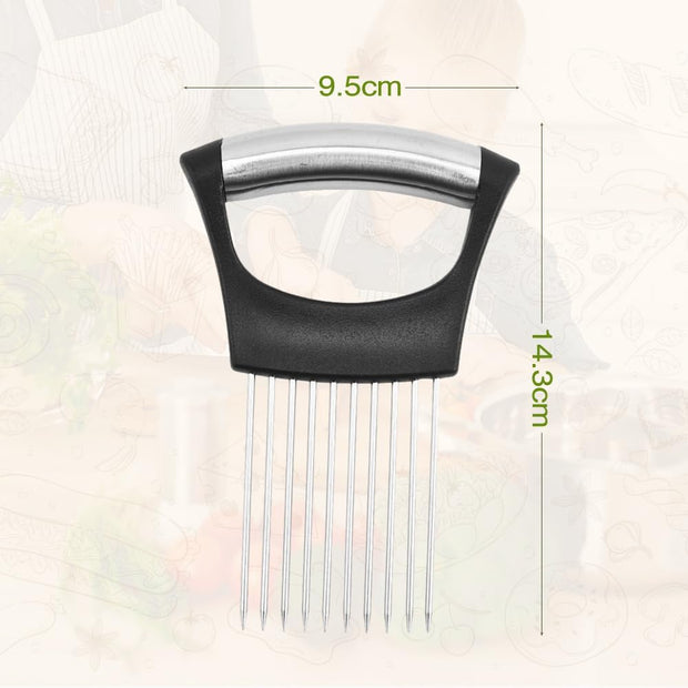 Stainless Steel Onion Slice Holder, 2025 New Onion Slice Holder for Slicing, Chopper Assistant Tool, Lemon Slicer Vegetable Cutter for Meat, Lemon, Potato, Tomato - Kitchen Gadgets (1)