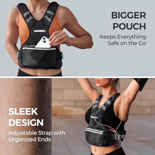 PACEARTH Adjustable Weight Vest 4-10lbs / 11-20lbs / 20-32lbs X-Shape Weighted Vest for Women and Men, Home Workout Ironsand Vest with Zipper Pouch and 6 Weight Packs, Available in Pink, Gray, Black