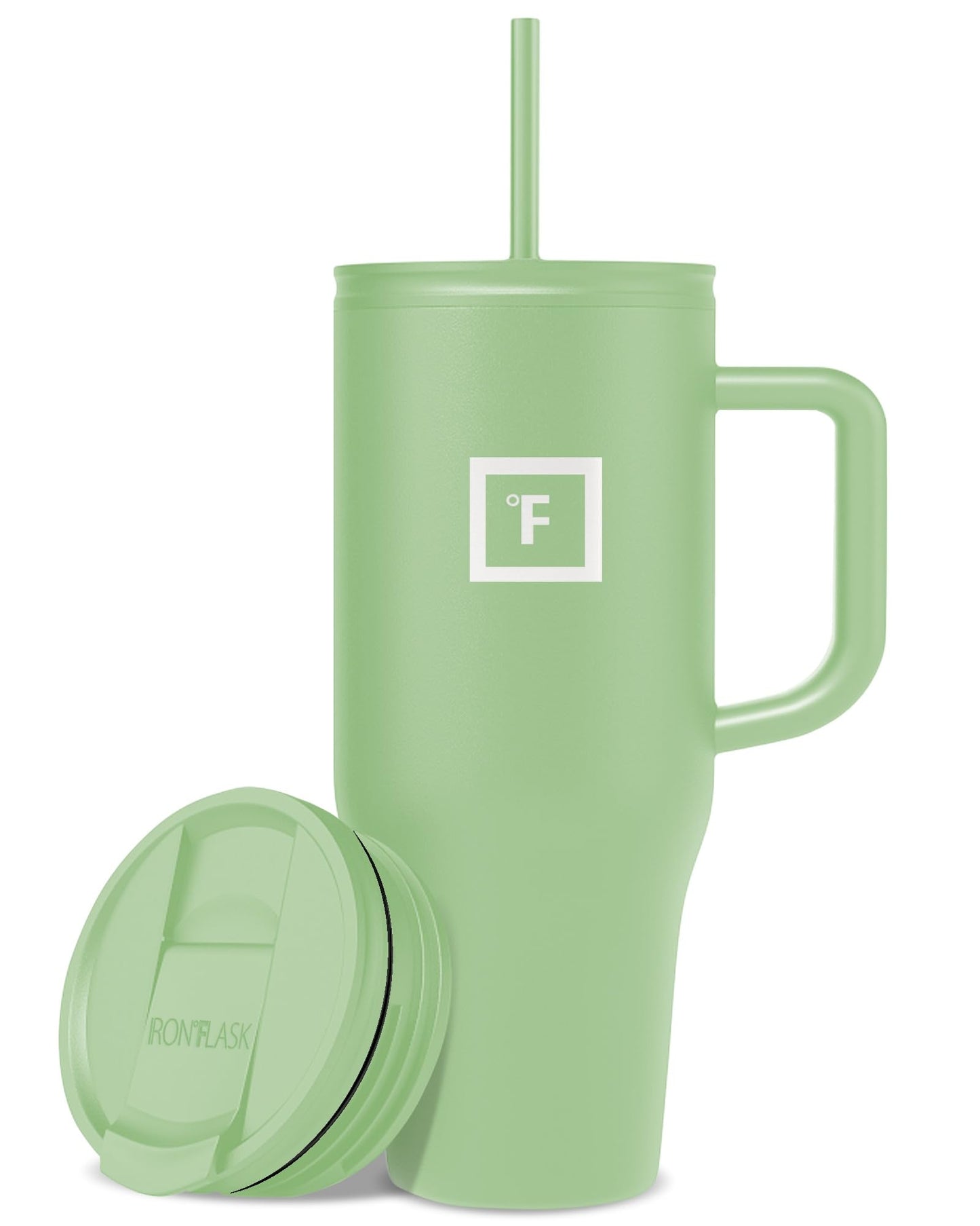 IRON °FLASK Co-Pilot Insulated Mug w/Straw & Flip Cap Lids - Cup Holder Bottle for Hot, Cold Drink - Leak-Proof - Water, Coffee Portable Travel Mug - Aurora, 32 Oz