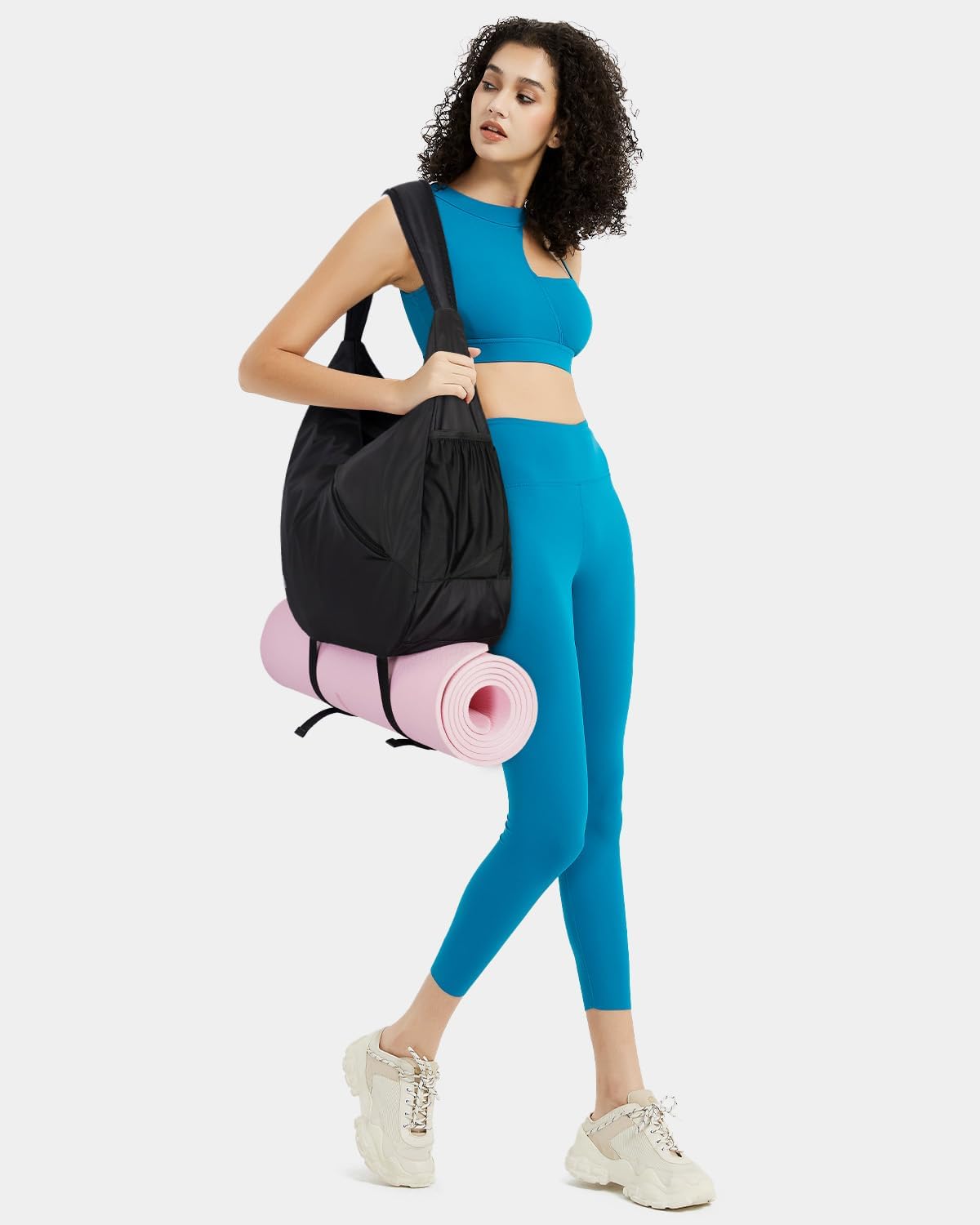 Ceneda Large Gym Bag for Women Sports Duffel Bag with Hidden Yoga Mat Holder & Shoe Compartment Workout Dance Tote Bag with Wet Pocket Overnight Weekender Bag for Travel Yoga