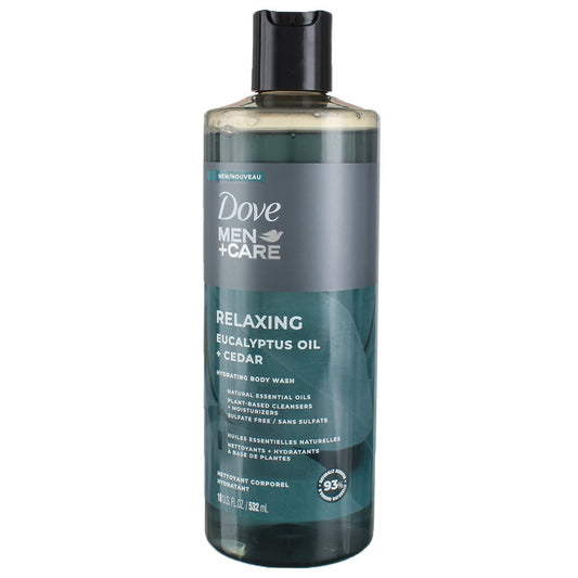 DOVE MEN + CARE Body Wash Eucalyptus + Cedar Oil to Rebuild Skin in the Shower with Plant-Based Cleansers and Moisturizers 18 oz