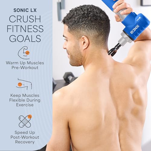 LifePro Sonic LX Athletic Heated Massage Gun – Deep Tissue Portable Massager for Muscle Recovery - 9 Speed & 10 Heads Massage Gun - Rechargeable Percussion Massager for Athletes & Sports Enthusiasts