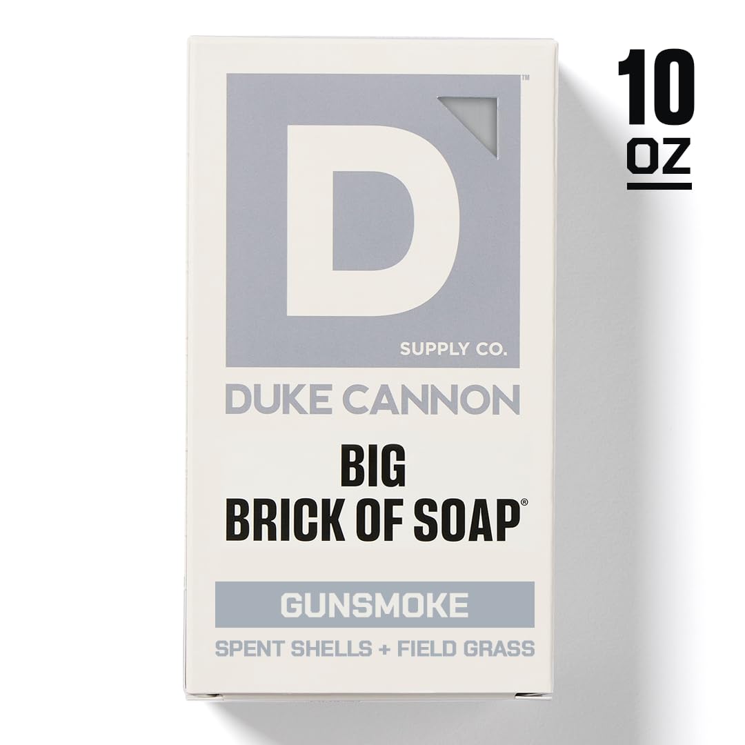 Duke Cannon Supply Co. Extra Large Bar Soap - Men's Natural Bar Soap with a Masculine Scent - USA-Made Soap for Men - All Skin Types - Big Brick of Soap - Gun Smoke (10 oz)