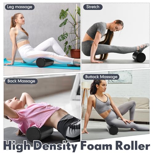 Skylety 8 In1 Foam Roller Set for Deep Muscle Massage, High Density Back Roller Muscle Massager Stick Massage Ball for Whole Body Physical Therapy Exercise Pilates Yoga Back Pain Recovery