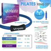 Pilates Ring and Ball Set with 3 Resistance Bands - Pilates Equipment for Home Workout - Magic Circle Pilates Ring 14 Inch to Tone, Sculpt and Strengthen - Fitness Ring for Yoga and Pilates