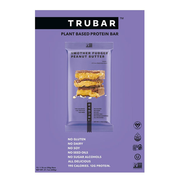 TRUBAR Vegan Protein Bar, Shake it Bake it Birthday Cake it, Gluten Free, Plant Based Protein, Dairy Free, Non GMO, Soy Free, No Sugar Alcohols, 12G Protein, 12G Fiber, 23G Carb, On the Go Snack Bars, 12 ct