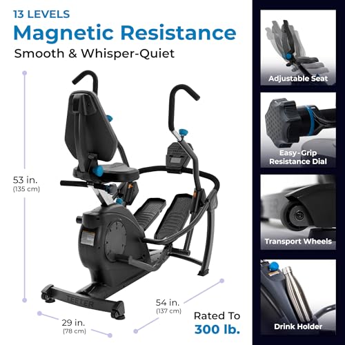 Teeter FreeStep Recumbent Cross Trainer Stepper, Zero-Impact Exercise Bike Alternative w/Patented Physical Therapy Stride, Up to 350lb, Free App w/Trainer Workouts