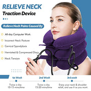 Neck Stretcher, Cervical Traction Device, Neck Traction Device, Neck Pain Relief, Adjustable Inflatable Neck Brace & Neck Stretcher Cervical Traction, Neck Decompression Home Use (Purple)