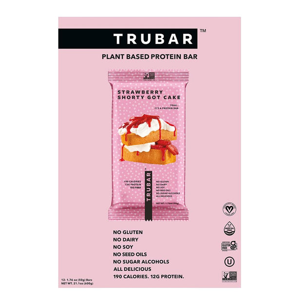 TRUBAR Vegan Protein Bar, Whole Lotta Macchiato, Gluten Free, Plant Based Protein, Dairy Free, Non GMO, Soy Free, No Sugar Alcohols, 12G Protein, 12G Fiber, 23G Carb, On the Go Snack Bars, 12 CT