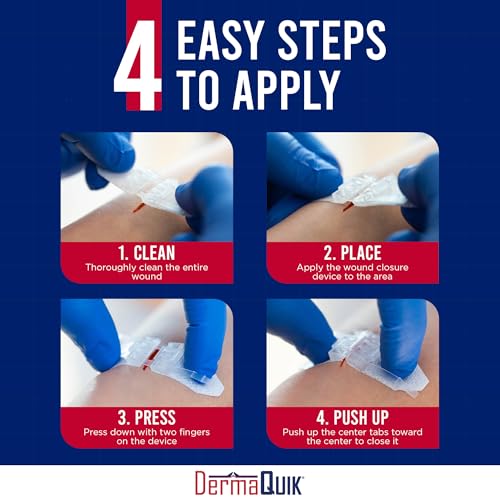 Laceration Kit - 2 Patented Laceration Closure Strips, Upgrade from Small Butterfly Bandages Wound Closure Strips, Breathable, Zip Stitchless Kit for Kids to Elderly - Home & Field Use