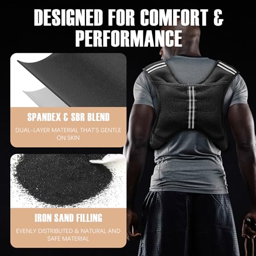 Weighted Vest Men or Women - 5/10/15/20/25/30lbs Weights with Reflective Stripe, Weighted Vest for Workout Equipment for Strength Training Running - Walking Weight Loss