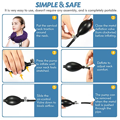 Neck Stretcher, Cervical Traction Device, Neck Traction Device, Neck Pain Relief, Adjustable Inflatable Neck Brace & Neck Stretcher Cervical Traction, Neck Decompression Home Use (Purple)