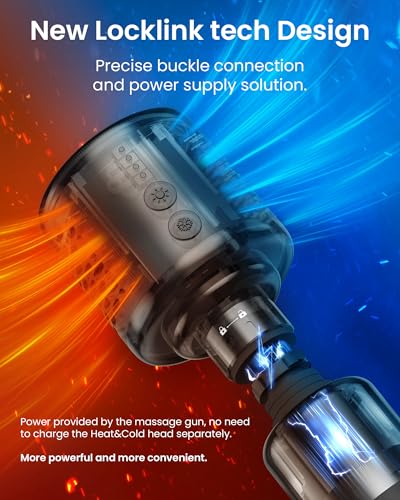 Massage Gun with Heat and Cold Head,Deep Tissue Percussion Back Massager for Muscle/Neck/Body Pain Relief with Long Extension Retractable Handle,32-Speeds,Foldable with 5 Adjustable Angles