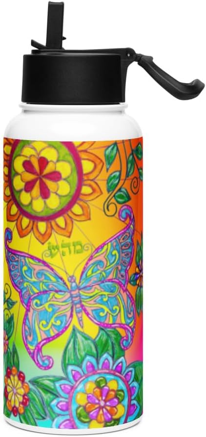 Insulated Stainless Steel Water Bottle with Straw, BPA-Free Sports Water Bottle, Great for Travel, 32 Oz, Very, Very, Colorful, Healing-05