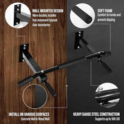 Yes4All Pull Up Bar Wall Mounted - Multifunctional Wall Mounted Pull Up Bar for Home Gym Workout Strength Training Equipment