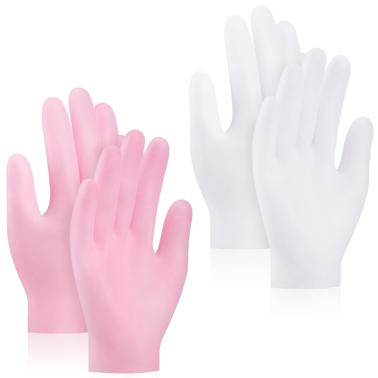 Noverlife 2 Pairs Silicone Moisturizing Socks Softening Dry Cracked Feet Rough Skins & Anti Slip Aloe Socks for Dry Cracked Feet Women, Calluses, Spa Gel Socks Foot Care After Pedicure - Pink & White