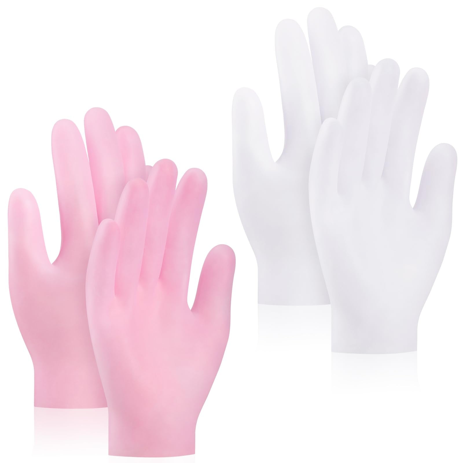 Noverlife 2 Pairs Silicone Moisturizing Socks Softening Dry Cracked Feet Rough Skins & Anti Slip Aloe Socks for Dry Cracked Feet Women, Calluses, Spa Gel Socks Foot Care After Pedicure - Pink & White