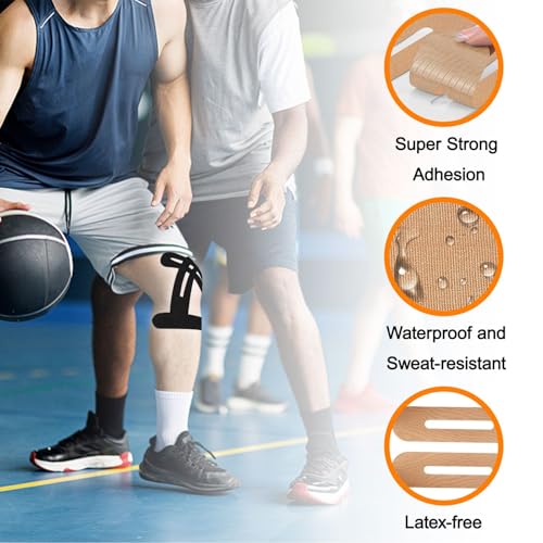 Precut Kinesiology Knee Tape Hypoallergenic Athletic for Knee Pain Knee Tape for Knee Pain Relief Pre Cut Knee Support & Stability, Pain Relief – Breathable