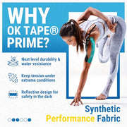 OK TAPE Synthetic Kinesiology Tape, 20 Strips Precut K Tape, Waterproof, Elastic Athletic Tape for Pain Relief & Muscle Support, Reflective Design, 2" x 10" -Purple