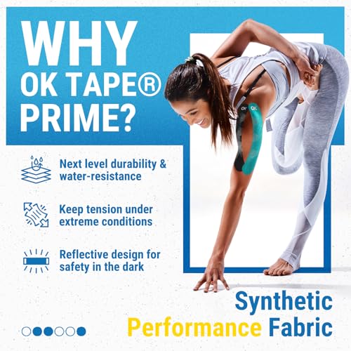 OK TAPE Synthetic Kinesiology Tape, 20 Strips Precut K Tape, Waterproof, Elastic Athletic Tape for Pain Relief & Muscle Support, Reflective Design, 2" x 10" -Purple