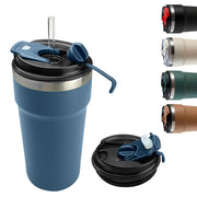 Travel coffee mugs leak-proof, reusable coffee cups with lids, stainless steel vacuum thermos coffee tumblers,thermal insulation cups for men and women keep hot & cold drinks(2nd-Black, 12OZ)