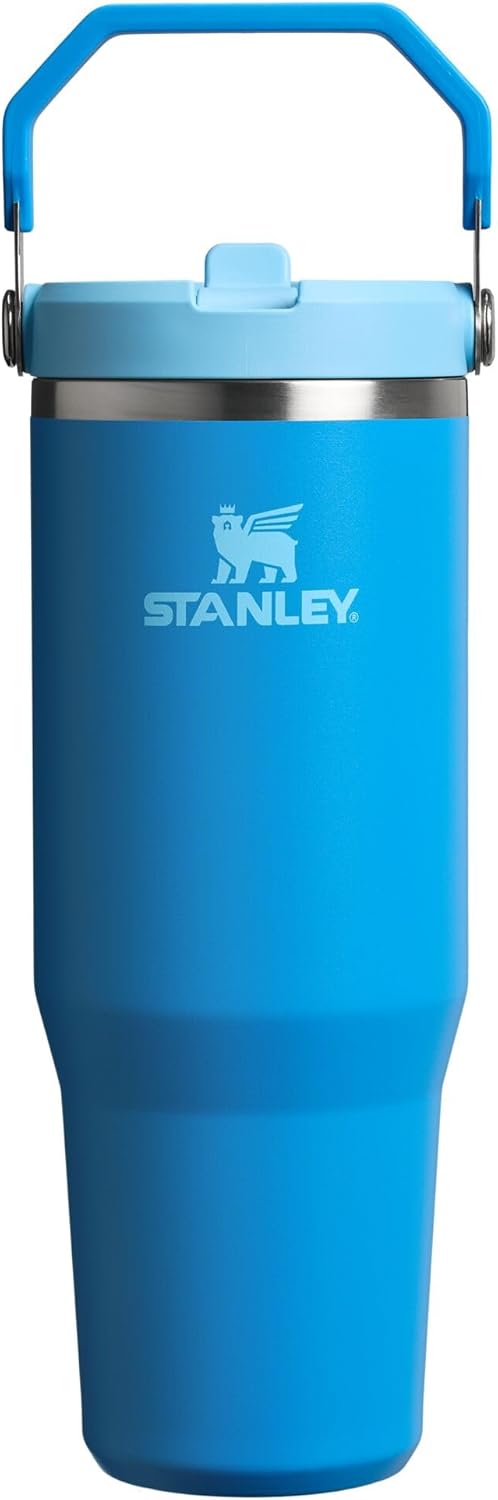 Stanley IceFlow 2.0 Flip Straw Tumbler with Handle 30 oz | Twist On Lid and Flip Up Straw | Leak Resistant Water Bottle | Insulated Stainless Steel | BPA-Free | Azure