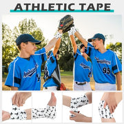 TrelaCo 1 Pcs Wrist Tape Baseball Cross Athletic 2in x 23ft Cotton Cross Wrist Tape Serrated Edges for Fingers Ankles Injury Wrap, Football Baseball Hockey Soccer (White)