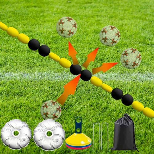 Pro GK Single Line Deflector Soccer Goalkeeper Trainer 9ft Goalkeeper Deflection Equipment Soccer Training Equipment for Reflex & Agility Training with 25 pcs Soccer Cones, 2 pcs Water Bags