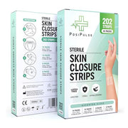 Sterile Skin Wound Closure Strips 202ct in 44pks - Improved Healing, Reinforced Design, Latex Free, Adhesive Backed, Optimal for Lacerations, Incisions, Sutures, 3x75,6x38,6x75,12x100mm