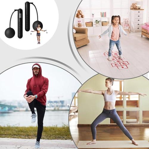 Skipping Rope with Counter, Cordless Jump Rope, Weighted Jump Rope, Adjustable Digital Counting Jumps Ropes for Lose Weight, Burn Calories